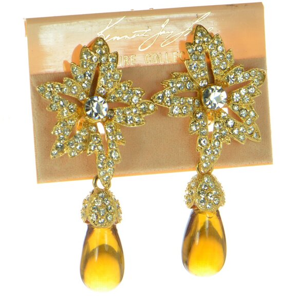 Kenneth Jay Lane Jewelry - Vintage Kenneth Jay Lane KJL Goldtone Crystal Clip Earrings